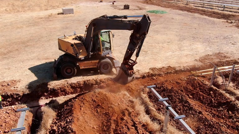 Trench excavation for solar panels
