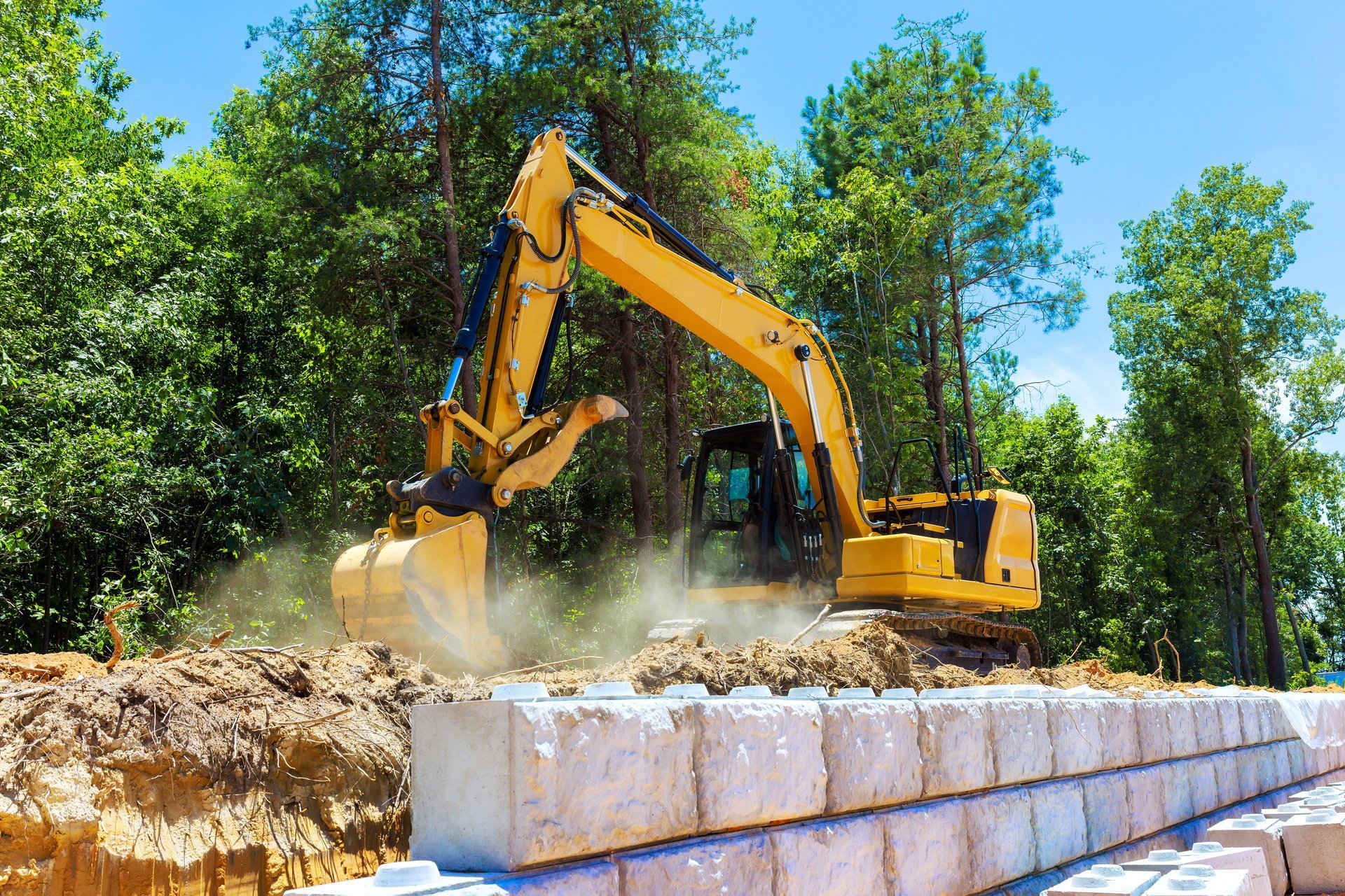 Heavy machinery excavating earth